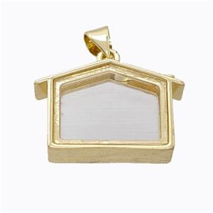 Copper House Locket Pendant Gold Plated, approx 15-22mm [FD17405]