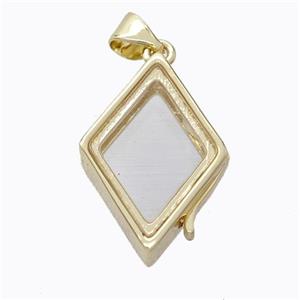 Copper Rhombus Locket Pendant Gold Plated, approx 15-21mm [FD17406]