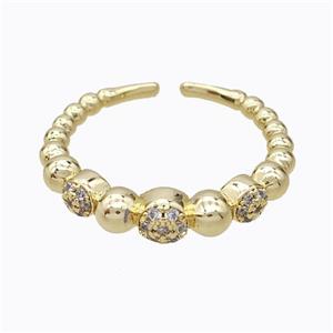 Copper Ring Micropave Zirconia Gold Plated, approx 5mm, 18mm dia [FD17408]