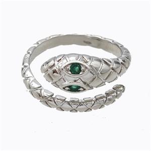 Copper Snake Rings Micropave Zirconia Platinum Plated, approx 7mm, 18mm dia [FD17409]
