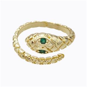 Copper Snake Rings Micropave Zirconia Gold Plated, approx 7mm, 18mm dia [FD17410]