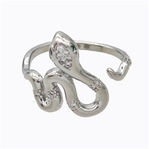 Copper Snake Rings Micropave Zirconia Platinum Plated, approx 14-18mm, 18mm dia [FD17411]