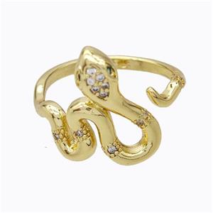 Copper Snake Rings Micropave Zirconia Gold Plated, approx 14-18mm, 18mm dia [FD17412]
