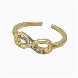 Copper Infinity Rings Micropave Zirconia Gold Plated, approx 6-15mm, 18mm dia [FD17417]