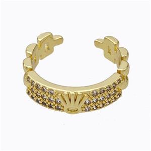 Copper Ring Pave Zirconia Eye Gold Plated, approx 5mm, 18mm dia [FD17418]