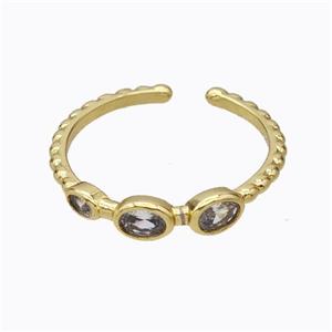 Copper Ring Pave Zirconia Gold Plated, approx 4mm, 18mm dia [FD17421]