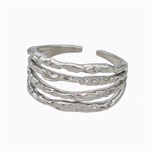 Copper Ring Hammered Platinum Plated, approx 10mm, 18mm dia [FD17437]