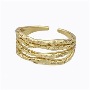 Copper Ring Hammered Gold Plated, approx 10mm, 18mm dia [FD17438]