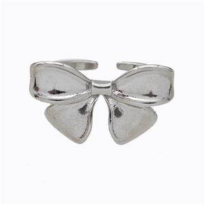 Copper Ring Bow Platinum Plated, approx 15-25mm, 18mm dia [FD17441]