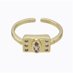 Copper Eye Rings Pave Zirconia Gold Plated, approx 6-10.5mm, 18mm dia [FD17451]