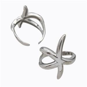 Copper Starfish Rings Platinum Plated, approx 12-25mm, 18mm dia [FD17476]
