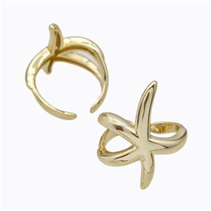 Copper Starfish Rings Gold Plated, approx 12-25mm, 18mm dia [FD17477]