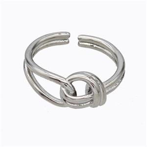 Copper Knot Ring Platinum Plated, approx 8mm, 18mm dia [FD17485]