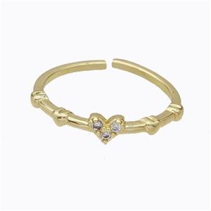 Copper Heart Ring Pave Zirconia Gold Plated, approx 4mm, 18mm dia [FD17489]