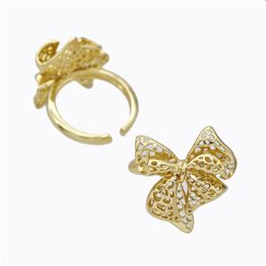 Copper Bowknot Rings Gold Plated, approx 20mm, 18mm dia [FD17490]