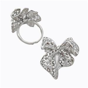 Copper Bowknot Rings Platinum Plated, approx 25mm, 18mm dia [FD17491]