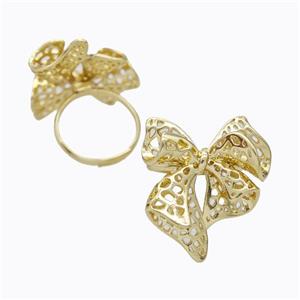 Copper Bowknot Rings Gold Plated, approx 25mm, 18mm dia [FD17492]