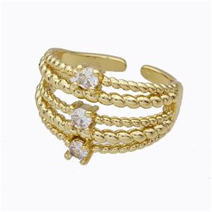 Copper Ring Pave Zirconia Gold Plated, approx 14mm, 18mm dia [FD17495]