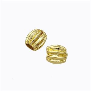 Copper Barrel Beads Large Hole Gold Plated, approx 6-7mm, 3mm hole [FD17500]