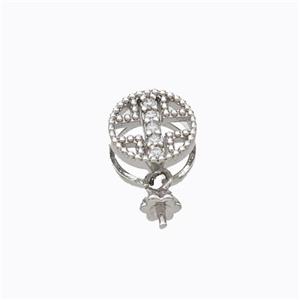 Copper Bail Pave Zirconia Platinum Plated, approx 8mm [FD17506]