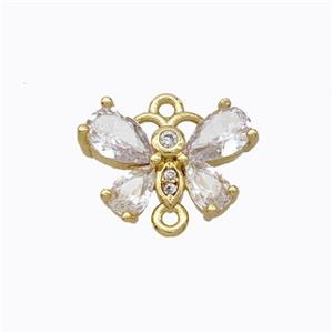 Copper Butterfly Connector Pave Zirconia Gold Plated, approx 10-14mm [FD17508]