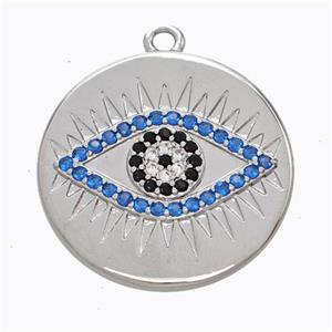 Copper Eye Pendant Micropave Zirconia Circle Platinum Plated, approx 25mm [FD17511]