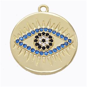 Copper Eye Pendant Micropave Zirconia Circle Gold Plated, approx 25mm [FD17512]