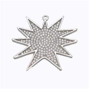 Copper Star Pendant Micropave Zirconia Platinum Plated, approx 28-30mm [FD17513]