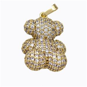 Copper Bear Pendant Micropave Zirconia Gold Plated, approx 15.5-19mm [FD17525]