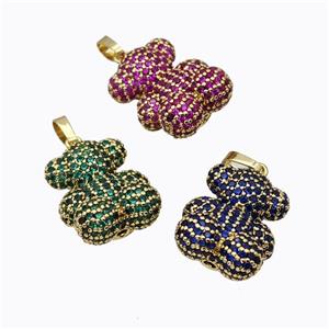 Copper Bear Pendant Micropave Zirconia Gold Plated Mixed, approx 15.5-19mm [FD17531]