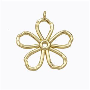 Copper Flower Pendant Hammered Gold Plated, approx 26mm [FD17543]