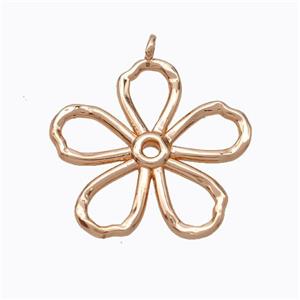 Copper Flower Pendant Hammered Rose Gold, approx 26mm [FD17544]
