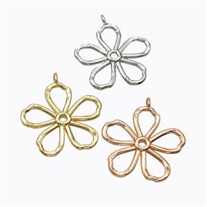 Copper Flower Pendant Hammered Mixed, approx 26mm [FD17545]
