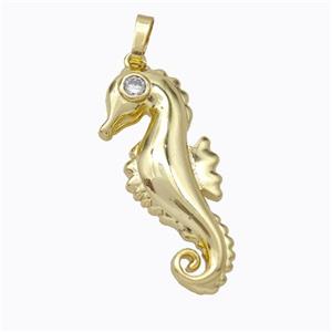 Copper Seahorse Pendant Pave Zirconia Gold Plated, approx 13-30mm [FD17551]