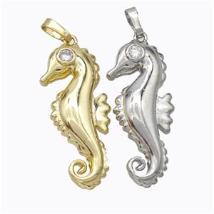 Copper Seahorse Pendant Pave Zirconia Mixed, approx 13-30mm [FD17552]