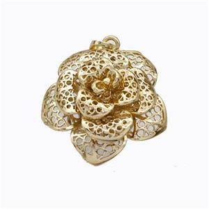 Copper Rose Flower Pendant Gold Plated, approx 30mm [FD17557]