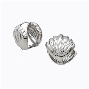 Copper Latchback Earrings Scallop Platinum Plated, approx 17-18mm [FD17586]