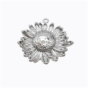 Copper Sunflower Pendant Platinum Plated, approx 22mm [FD17590]