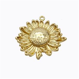 Copper Sunflower Pendant Gold Plated, approx 22mm [FD17591]