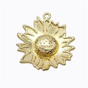 Copper Sunflower Pendant Gold Plated, approx 25-27mm [FD17593]