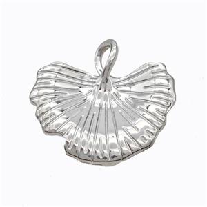 Copper Ginkgo Leaf Pendant Platinum Plated, approx 28-30mm [FD17594]