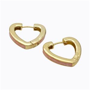 Copper Heart Latchback Earrings Orange Painted Gold Plated, approx 25mm [FD17611]