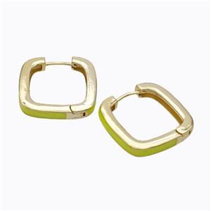 Copper Square Latchback Earrings Yellow Painted Gold Plated, approx 25mm [FD17618]