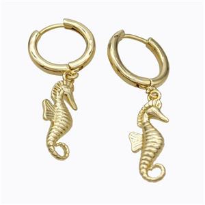 Copper Seahorse Hoop Earrings Gold Plated, approx 8.5-18mm, 14mm dia [FD17627]