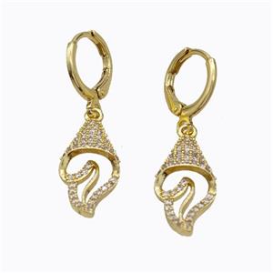 Copper Hoop Earrings Ice Cream Pave Zirconia Gold Plated, approx 10-20mm, 10mm dia [FD17629]