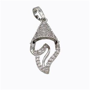 Copper Ice Cream Pendant Pave Zirconia Platinum Plated, approx 13-26mm [FD17630]