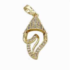 Copper Ice Cream Pendant Pave Zirconia Gold Plated, approx 13-26mm [FD17631]