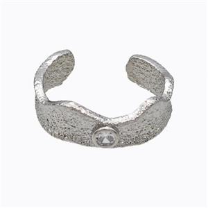 Copper Rings Pave Zirconia Brushed Platinum Plated, approx 7.5mm, 18mm dia [FD17638]