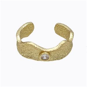Copper Rings Pave Zirconia Brushed Gold Plated, approx 7.5mm, 18mm dia [FD17639]