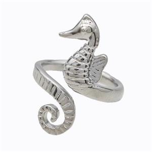 Copper Seahorse Rings Platinum Plated, approx 11-27mm, 18mm dia [FD17640]